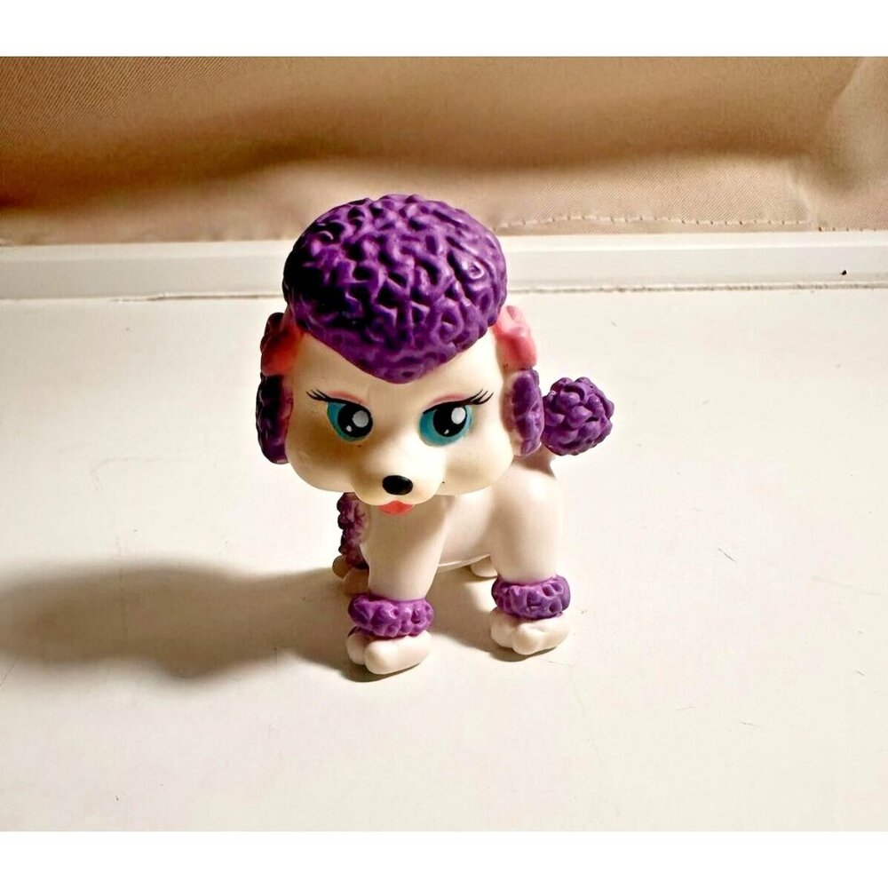 My Pet Pals Dog Poodle Figure Purple Pink Head Turns Blue Eyes Chic Boutique 2"